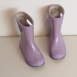 Bogs Skipper Glitter Waterproof Purple Glitter Kids' Rain Boots SZ 10
